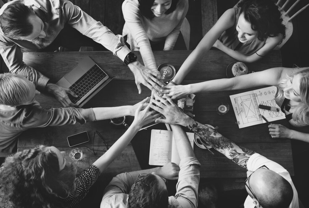 team unity friends meeting partnership concept